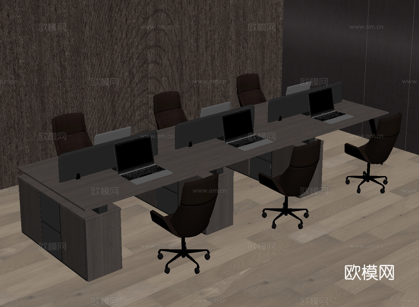现代意式办公桌椅su模型