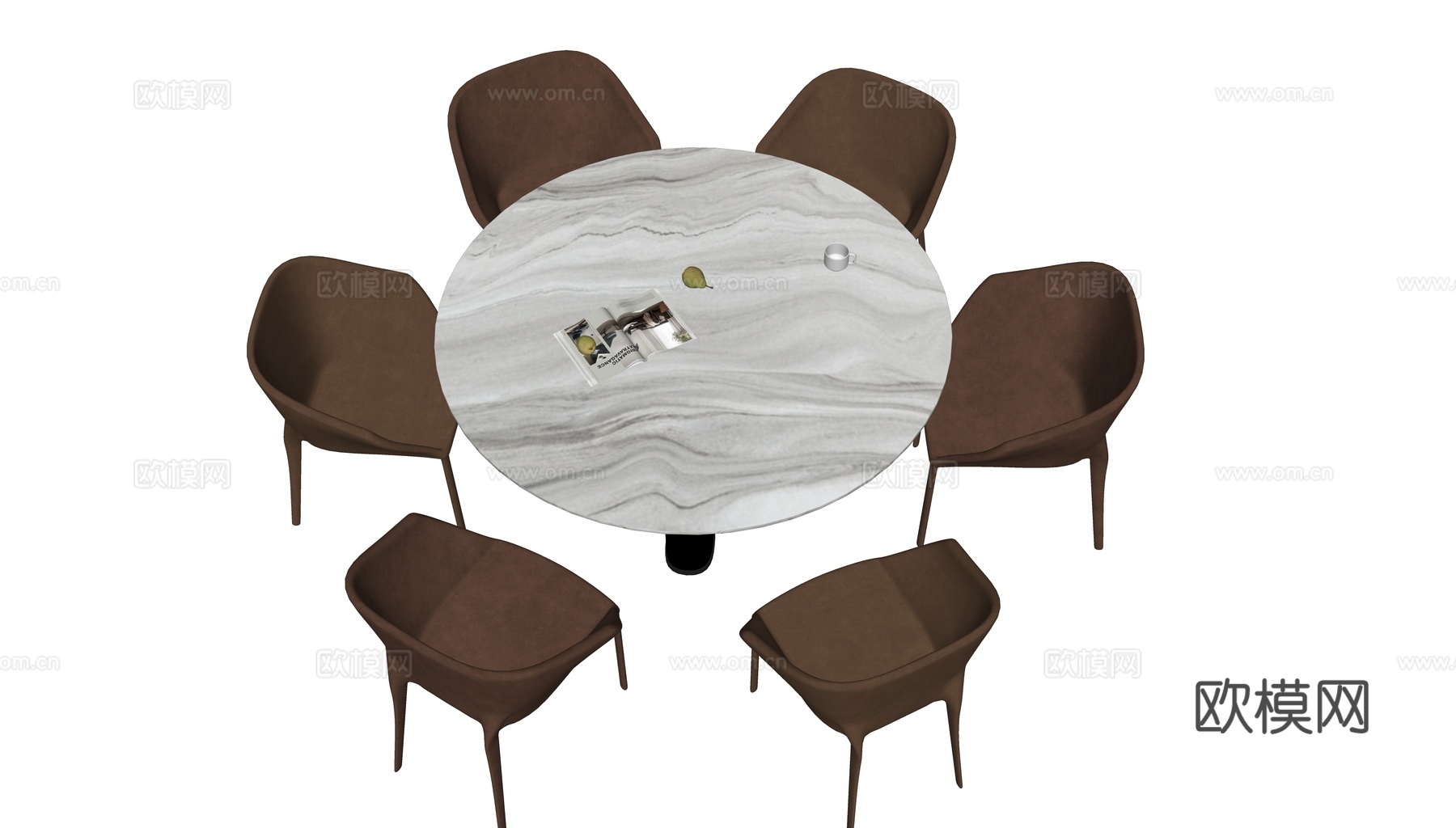 现代极简岛台餐桌su模型