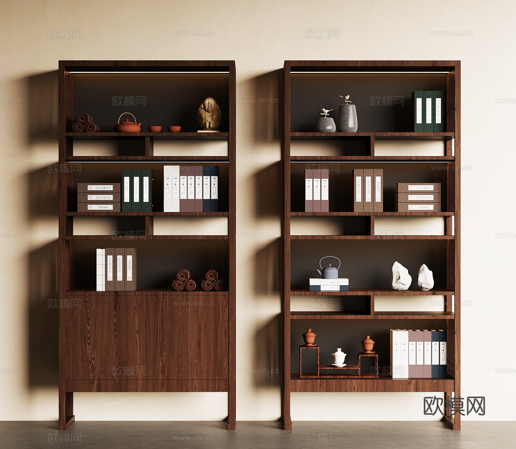 新中式书架su模型