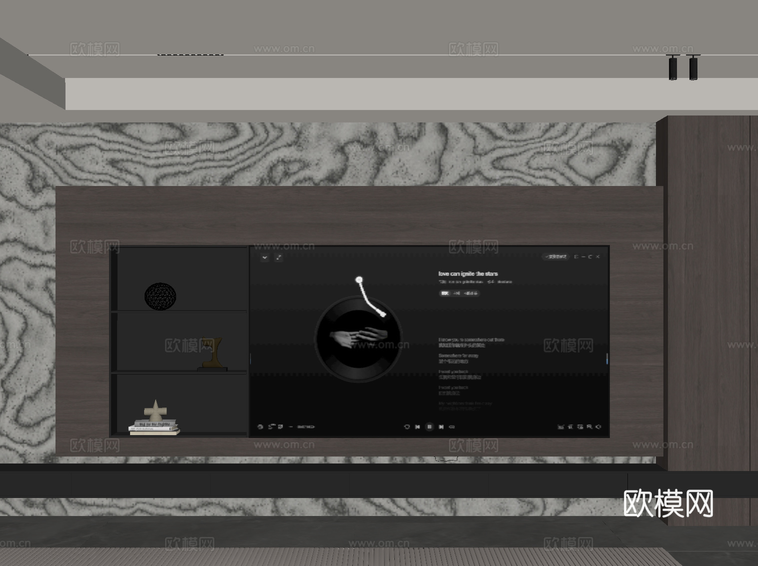 现代意式电视背景墙su模型