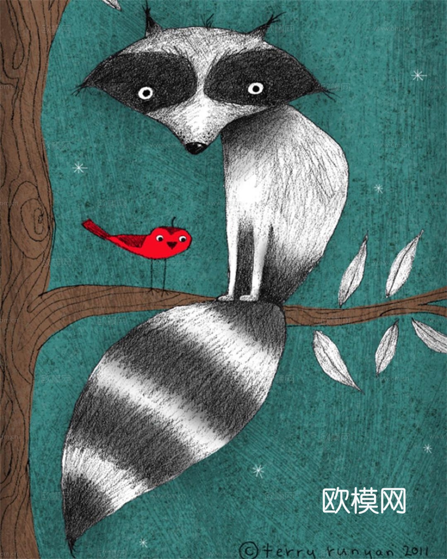 可爱动物手绘创意童趣插画猫咪动物插画治愈系插画可爱儿童插画下载