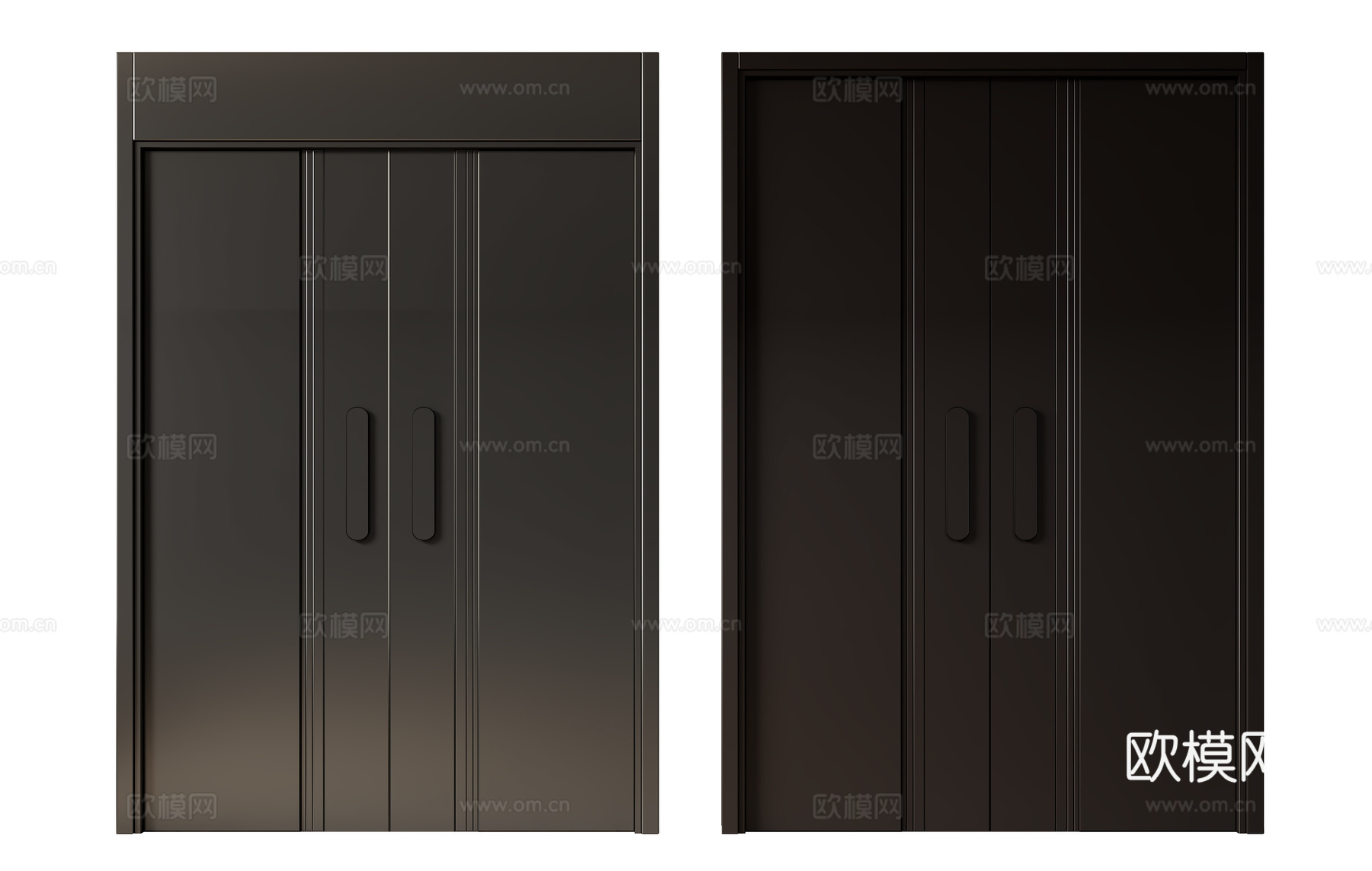 现代极简双开门 中古平开门 入户门 防盗门 通顶对开门 别墅su模型