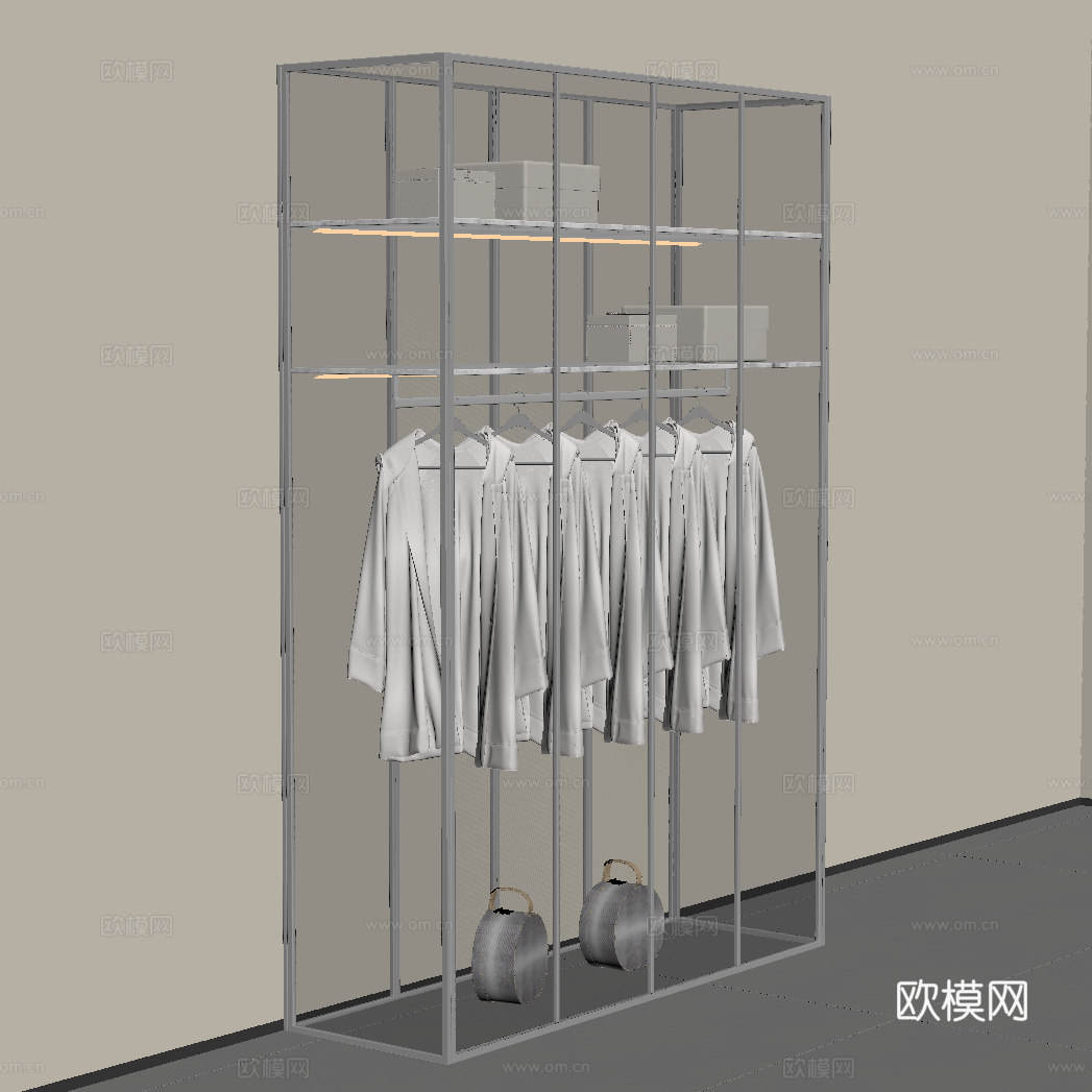 现代亚克力衣柜su模型