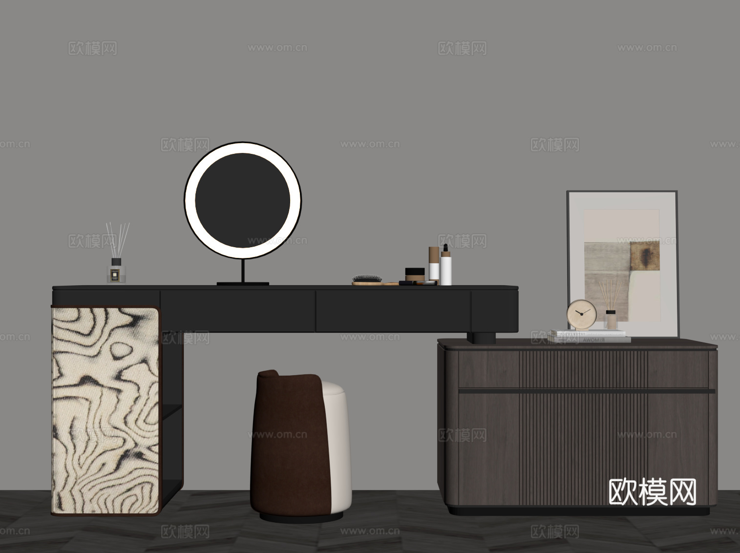 现代意式梳妆台su模型