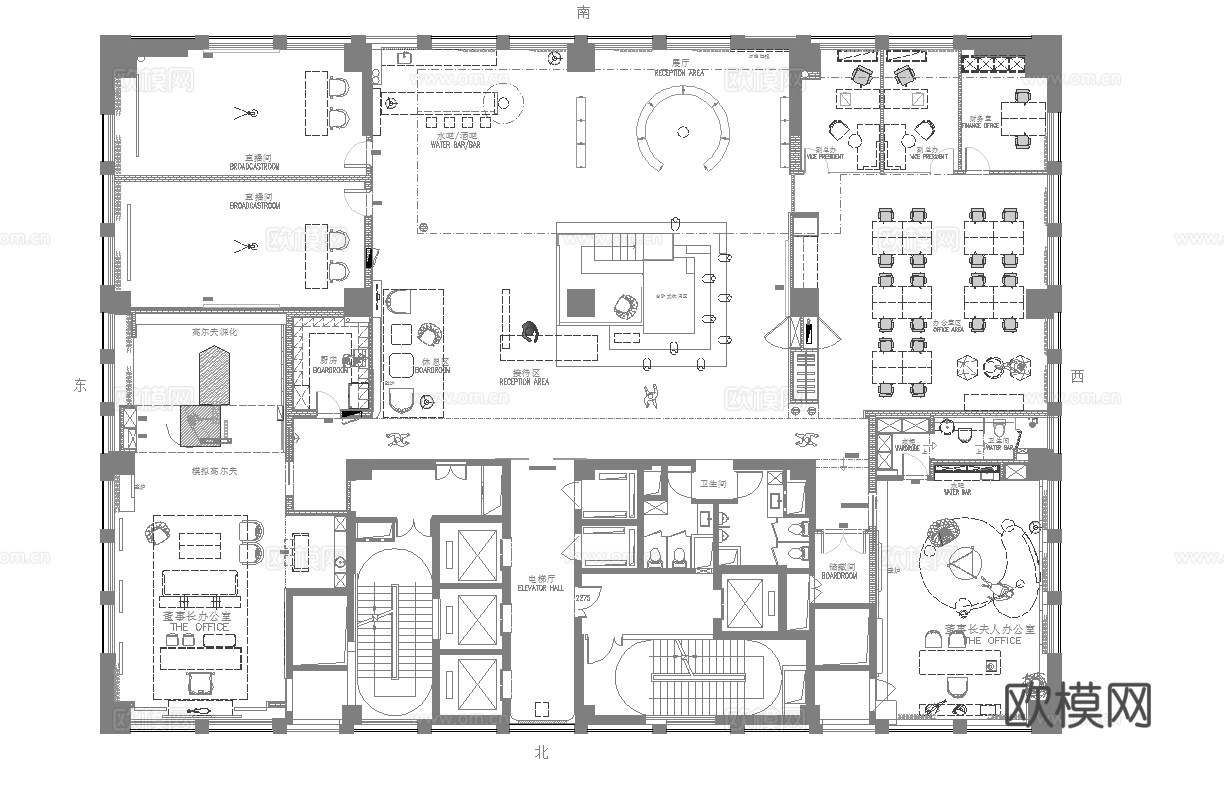 极简高级办公室 最新全套施工图 效果图合集cad施工图
