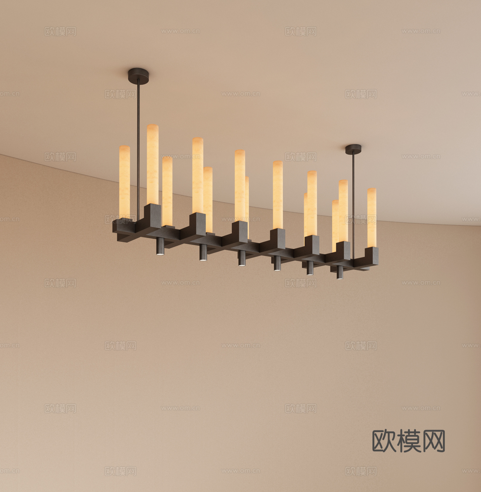 现代金属吊灯 多头吊灯 餐厅吊灯 吧台吊灯 前台吊灯su模型