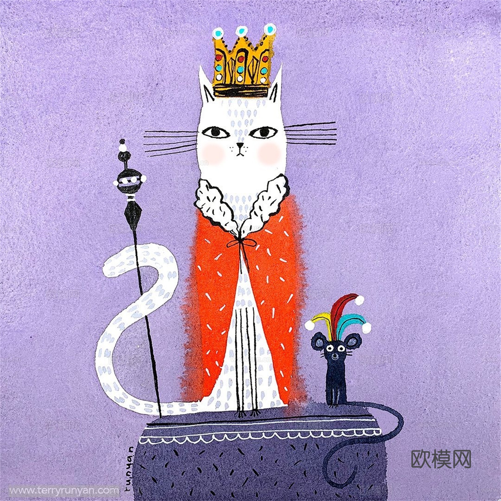 可爱动物手绘创意童趣插画猫咪动物插画治愈系插画可爱儿童插画下载