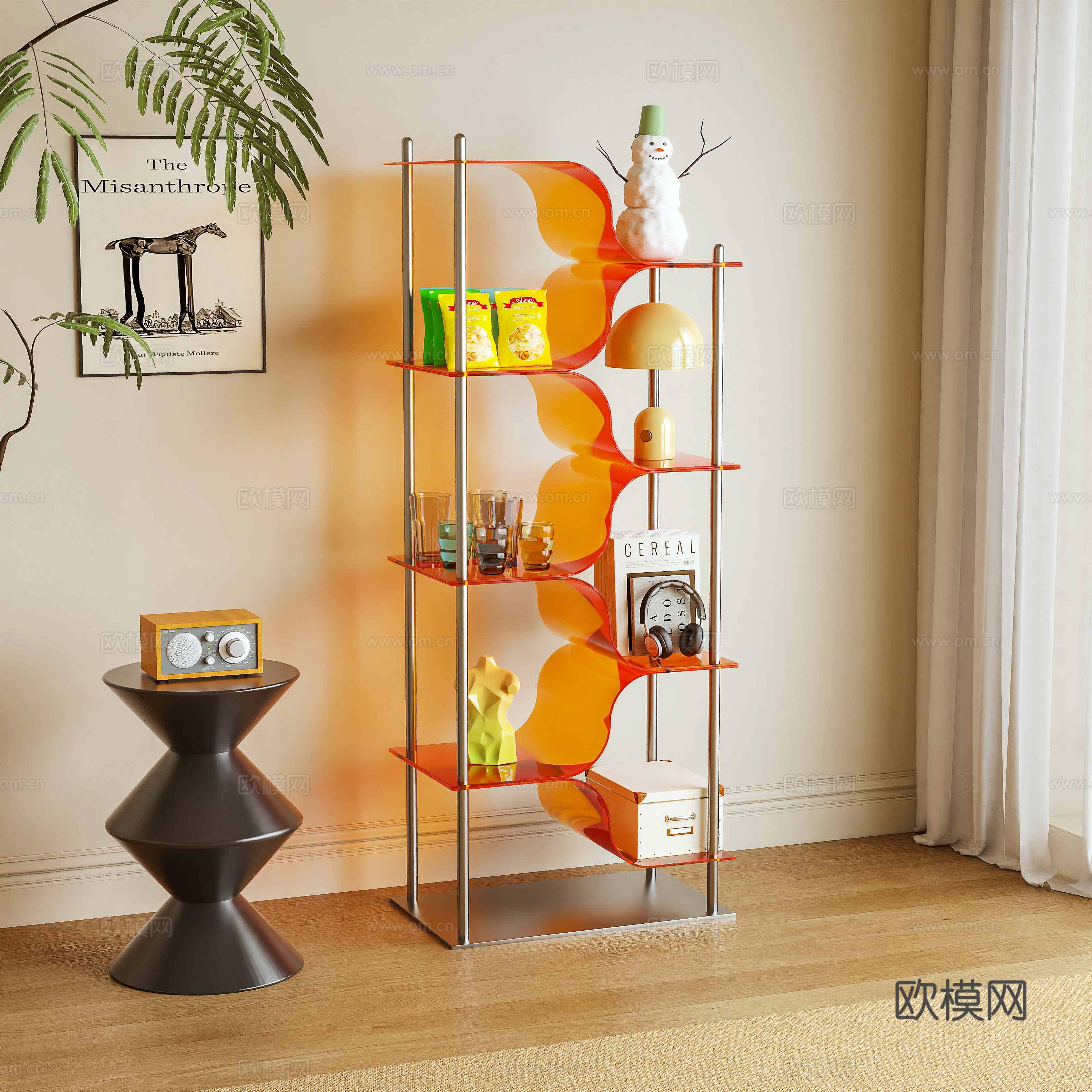 书架 置物架 亚克力 摆件3d模型下载