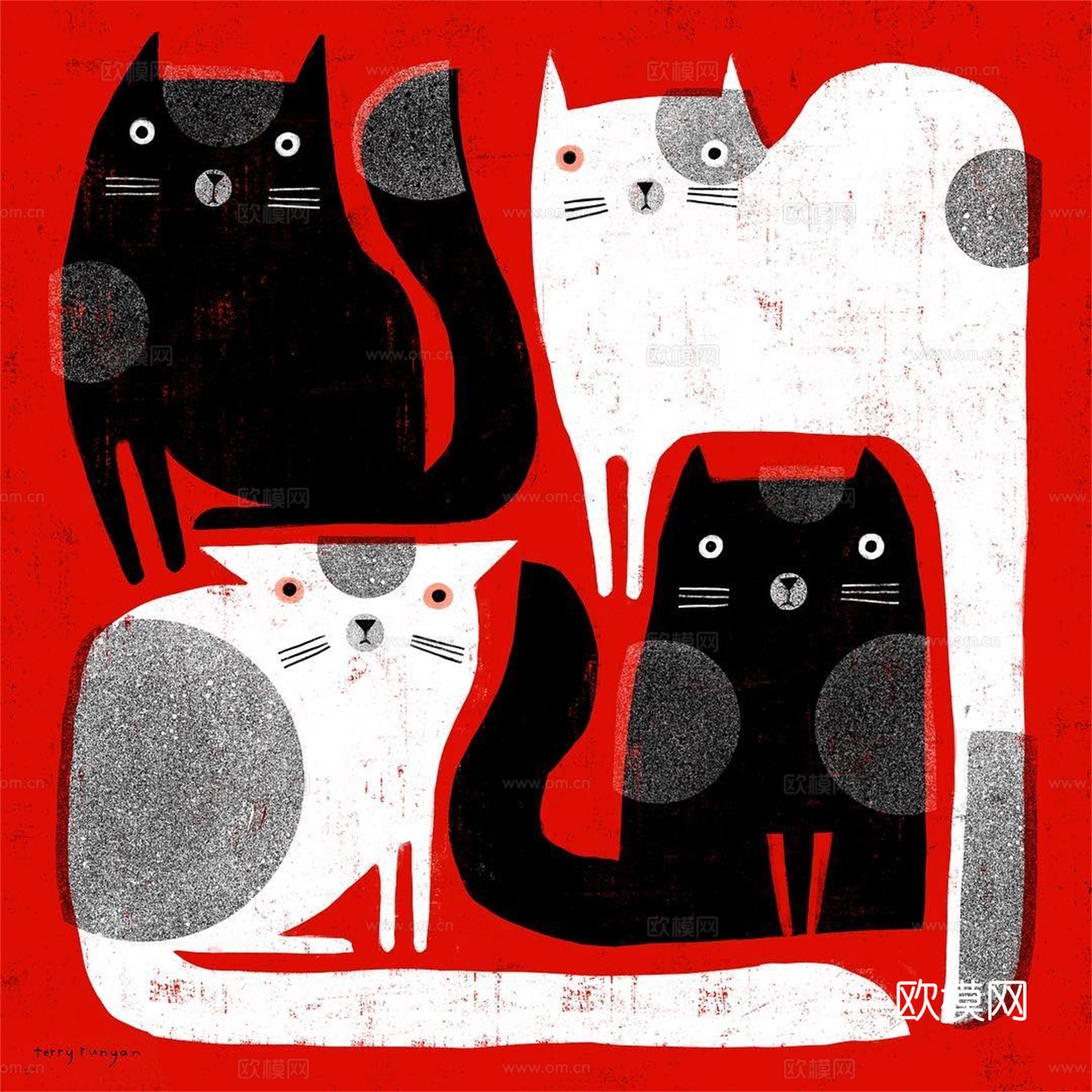 可爱动物手绘创意童趣插画猫咪动物插画治愈系插画可爱儿童插画下载