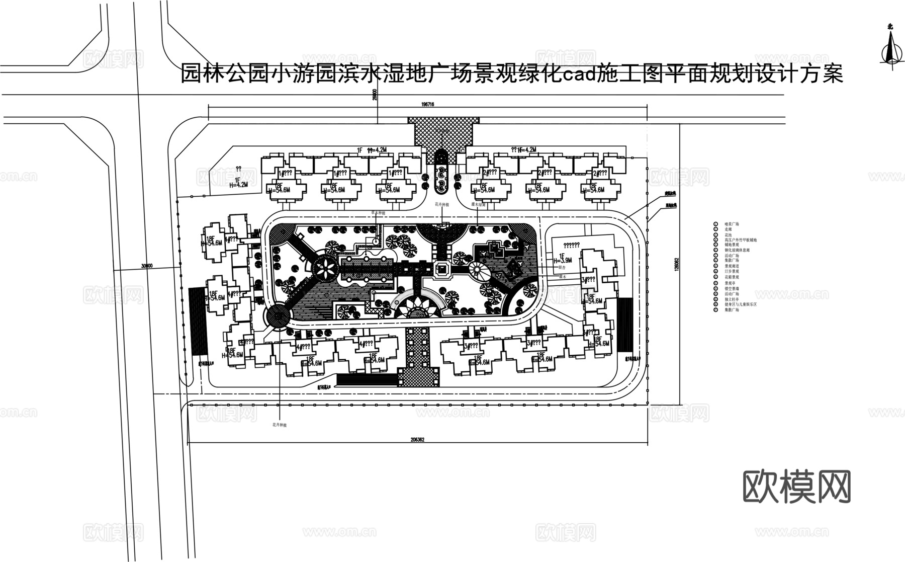 小区景观绿化平面图cad施工图