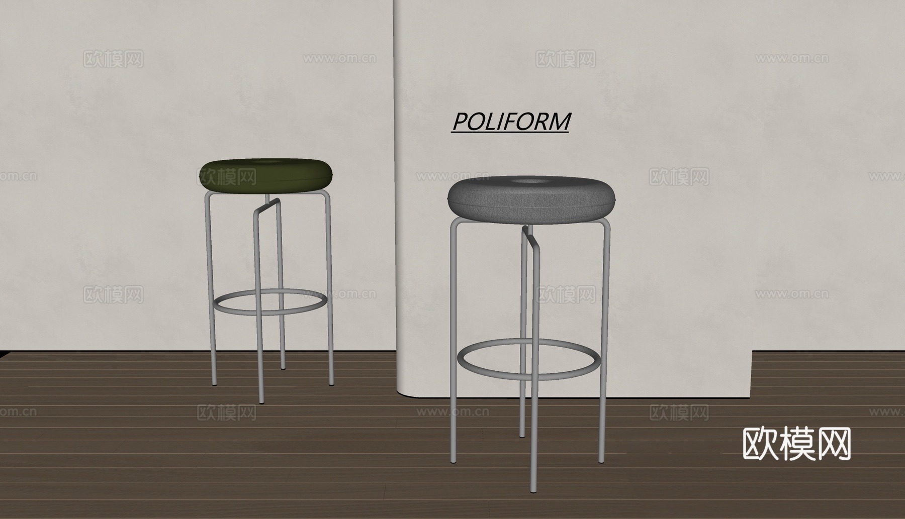 poliform现代吧椅 布艺吧凳 极简吧椅su模型
