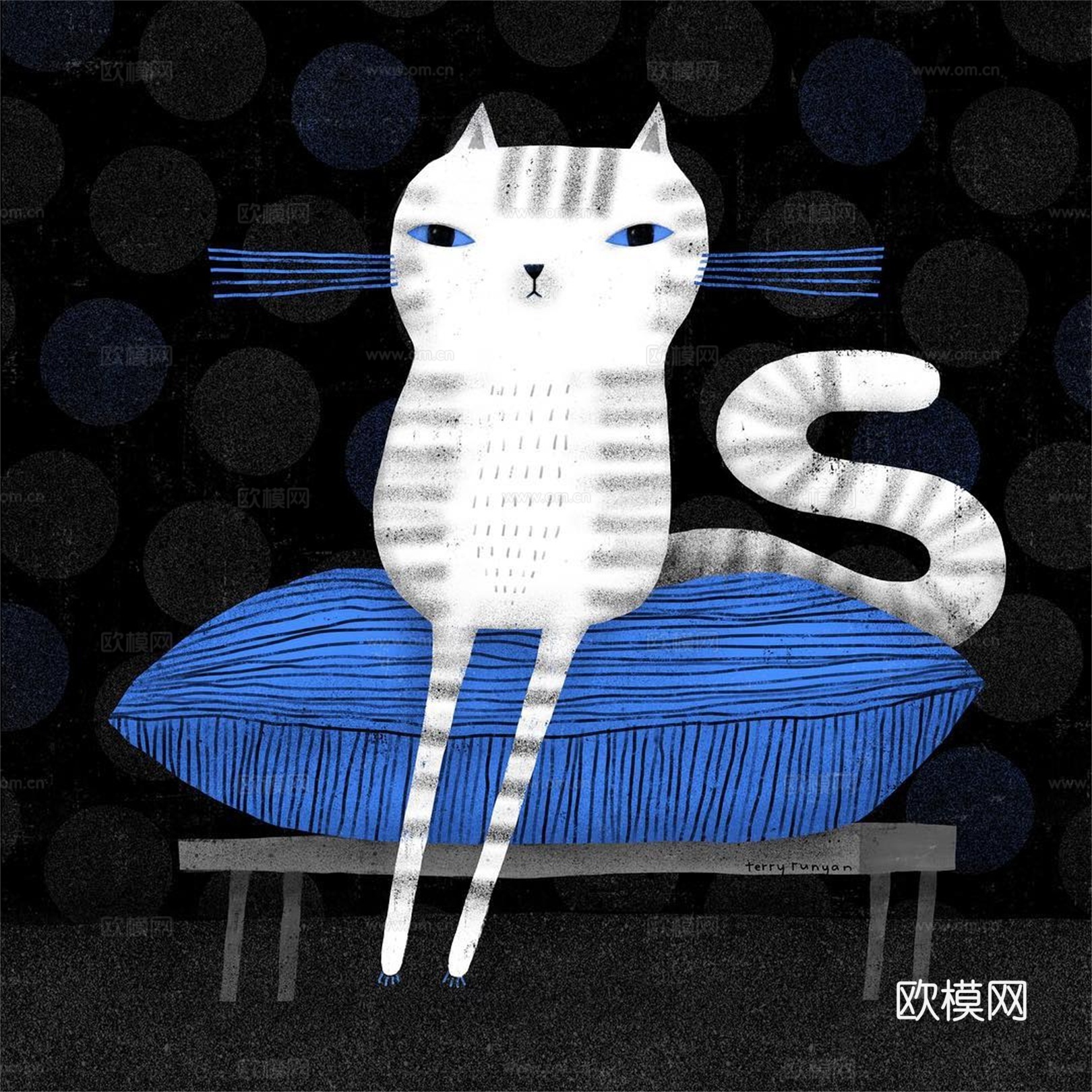 可爱动物手绘创意童趣插画猫咪动物插画治愈系插画可爱儿童插画下载