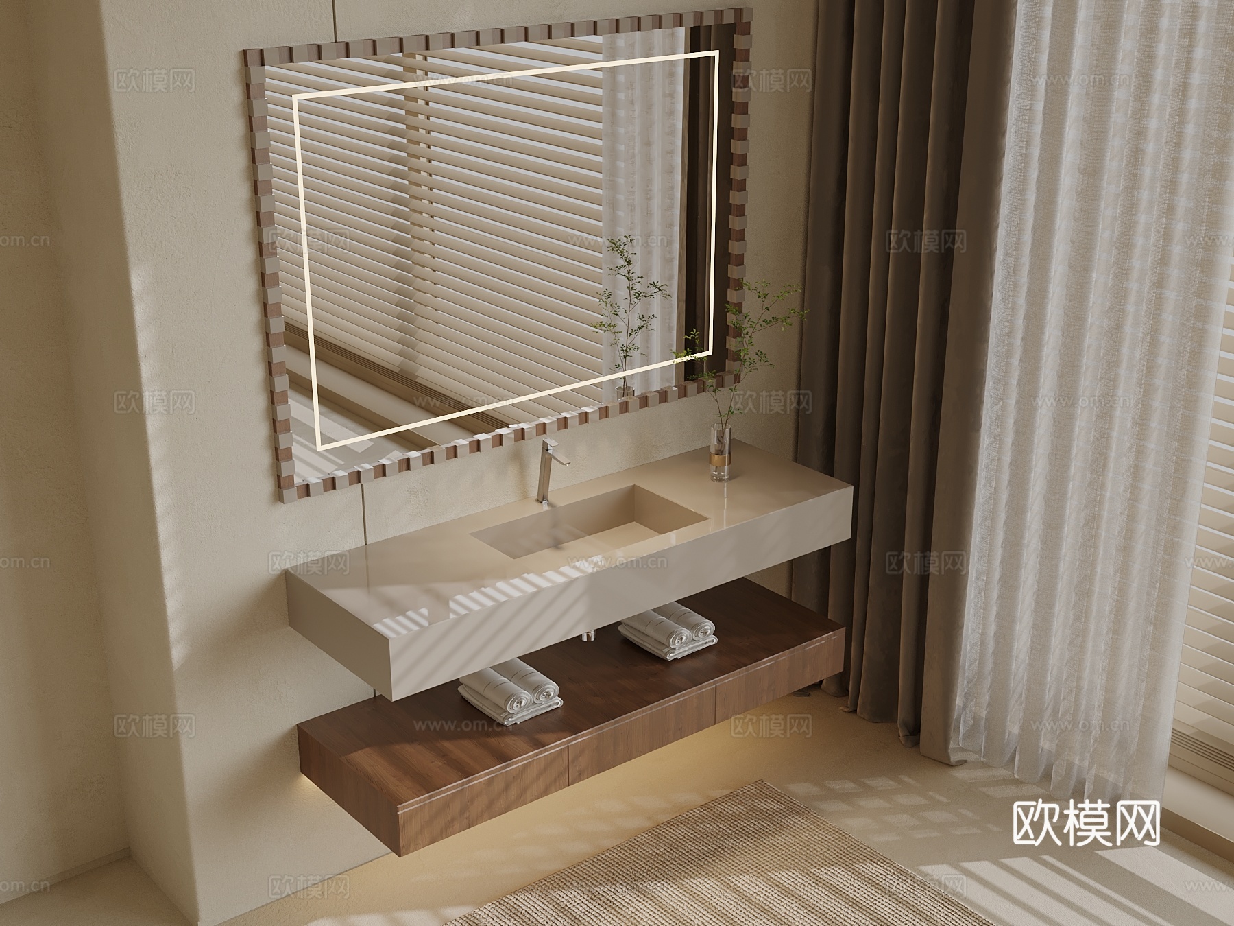 中古风浴室柜su模型
