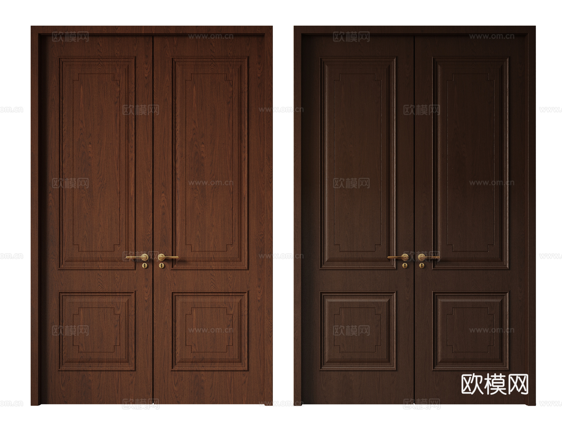 新中式侘寂双开门 中古平开门 入户门 防盗门 通顶对开门 别su模型