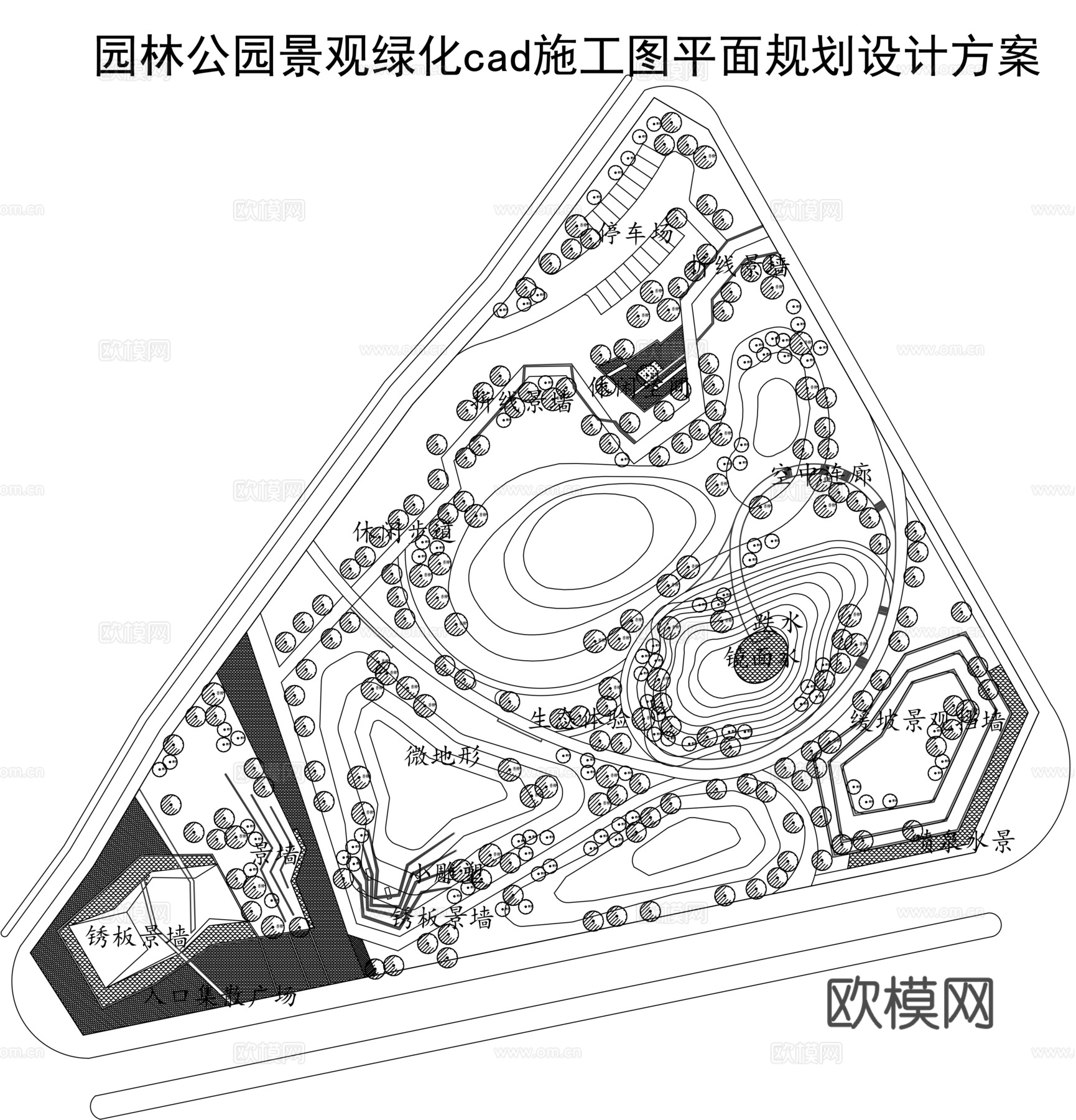 公园景观绿化平面图cad施工图