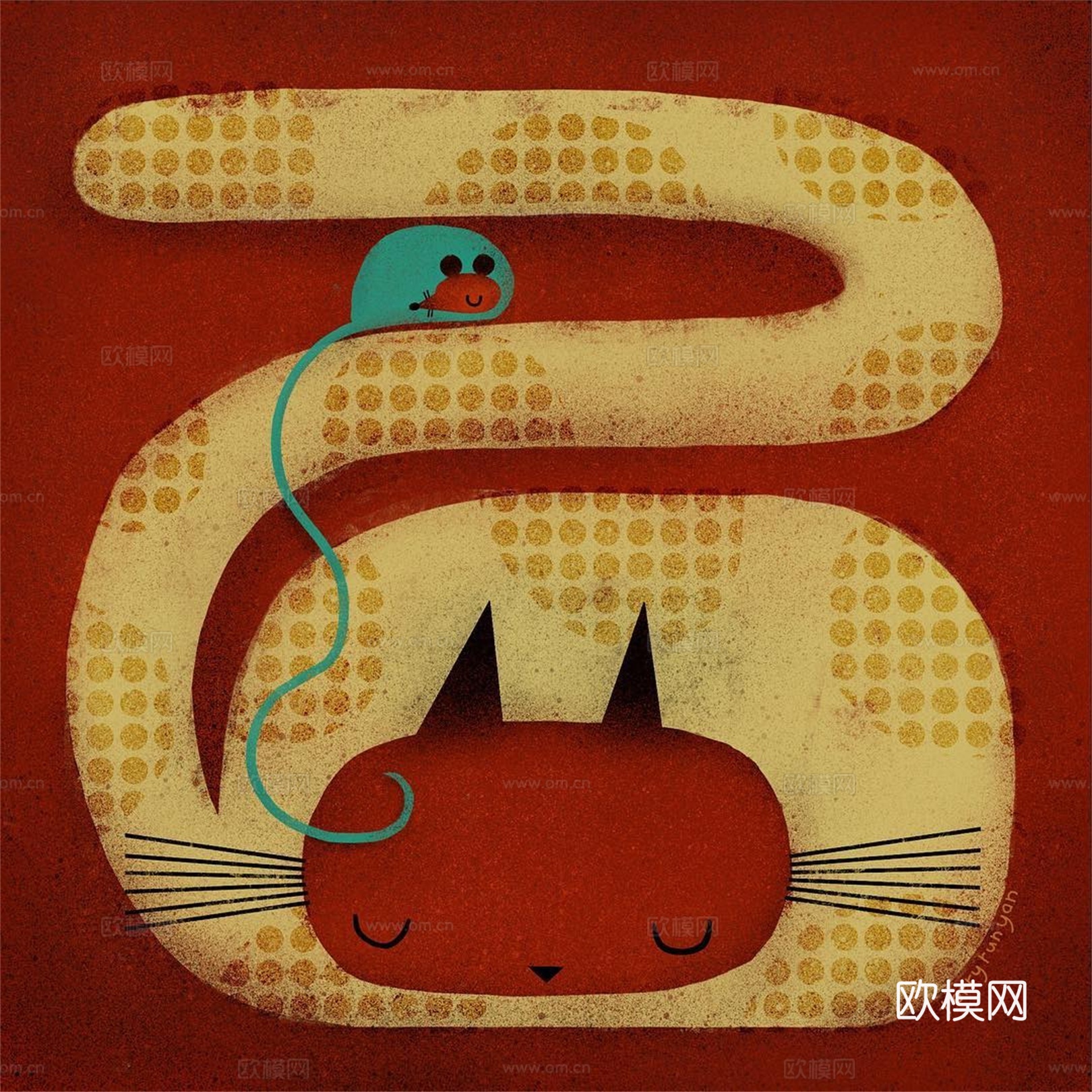 可爱动物手绘创意童趣插画猫咪动物插画治愈系插画可爱儿童插画下载