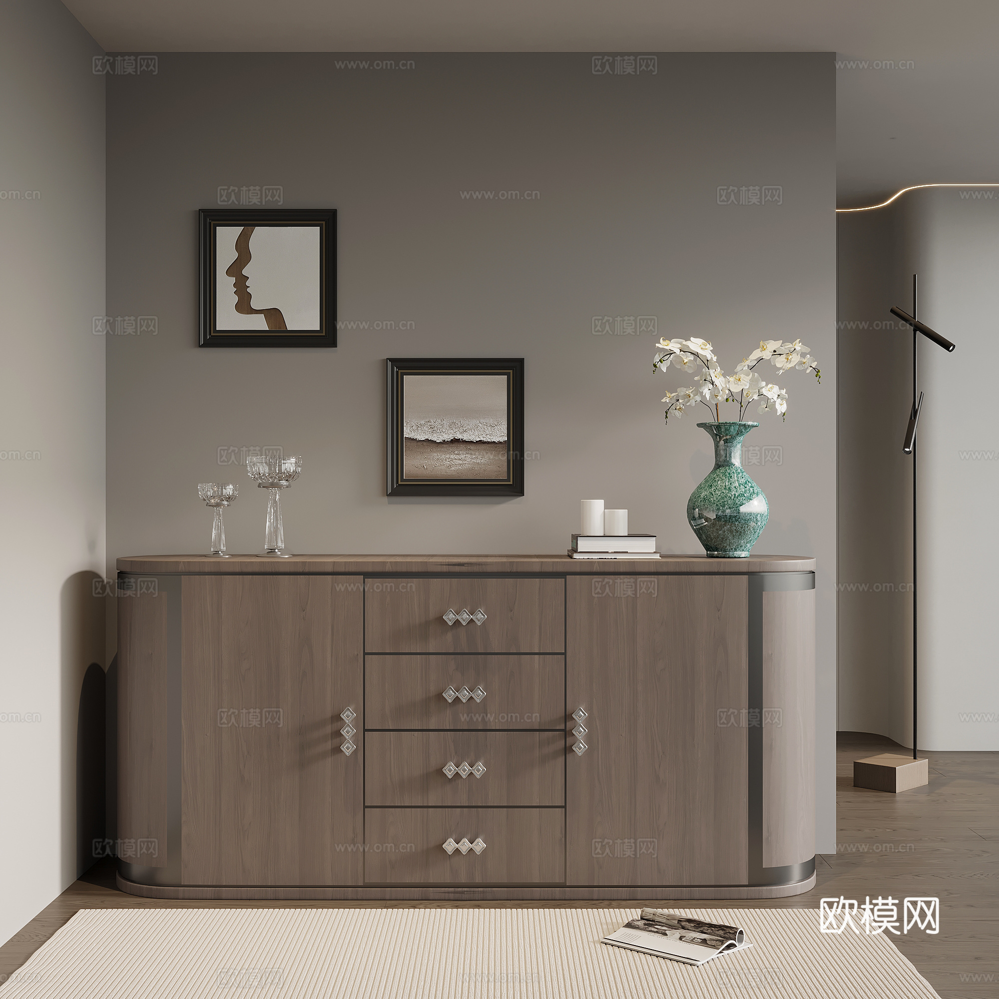 现代意式玄关柜 边柜su模型