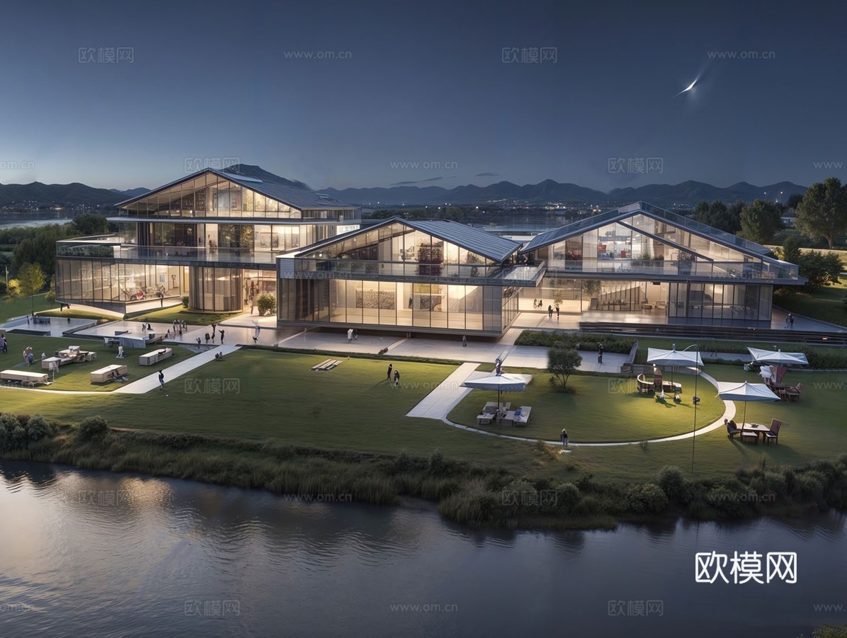 现代游客接待中心 游客服务中心建筑su模型