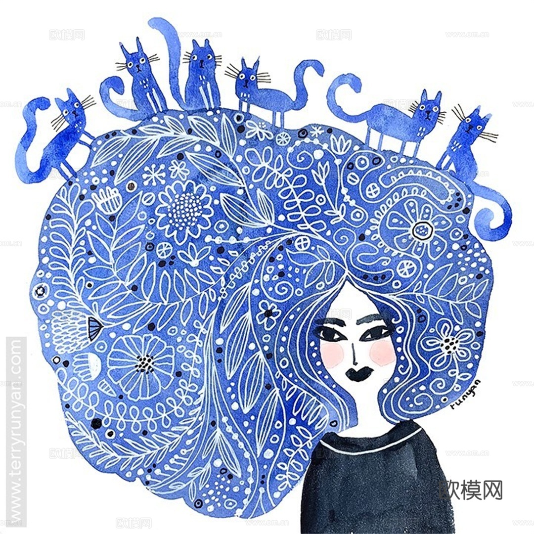 可爱动物手绘创意童趣插画猫咪动物插画治愈系插画可爱儿童插画下载