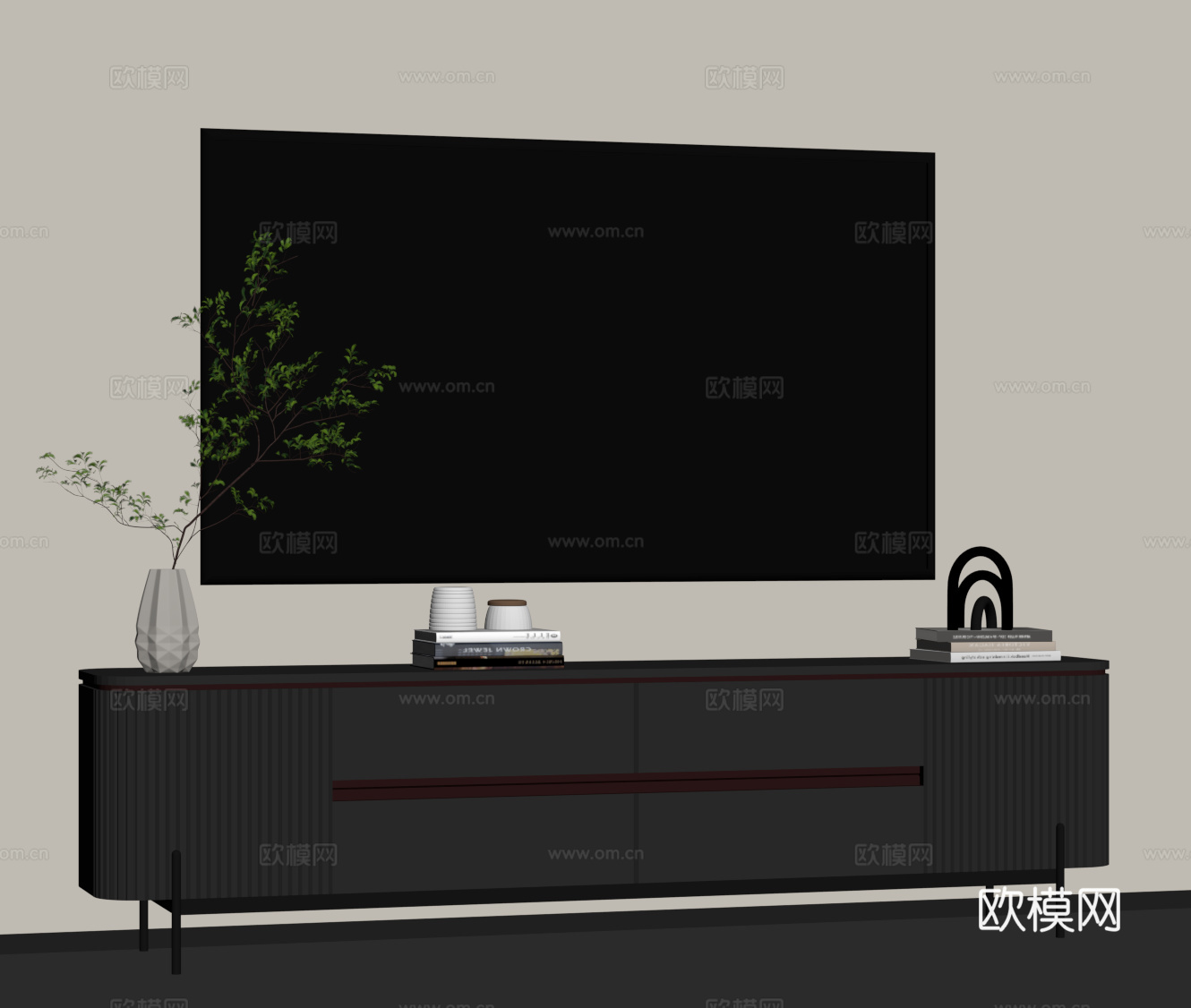 现代意式电视柜su模型