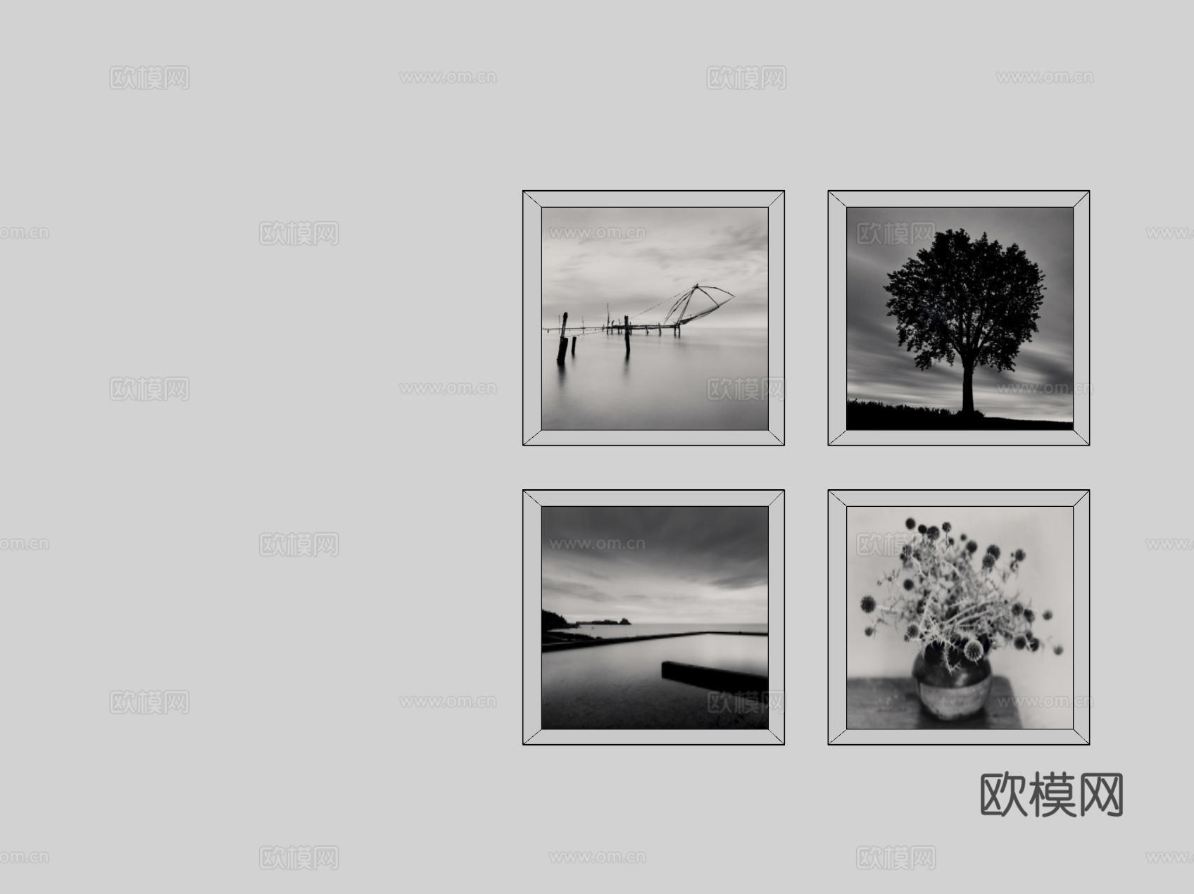 现代极简挂画 抽象装饰画 高端艺术挂画 中古风装饰画 意式肌su模型