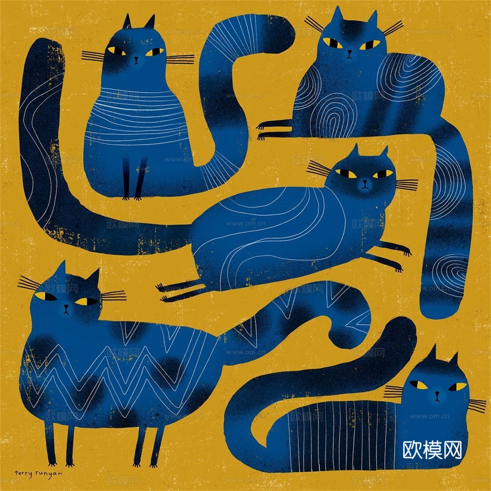 可爱动物手绘创意童趣插画猫咪动物插画治愈系插画可爱儿童插画下载