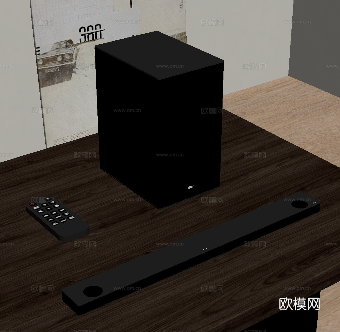 现代音响 长条音响su模型