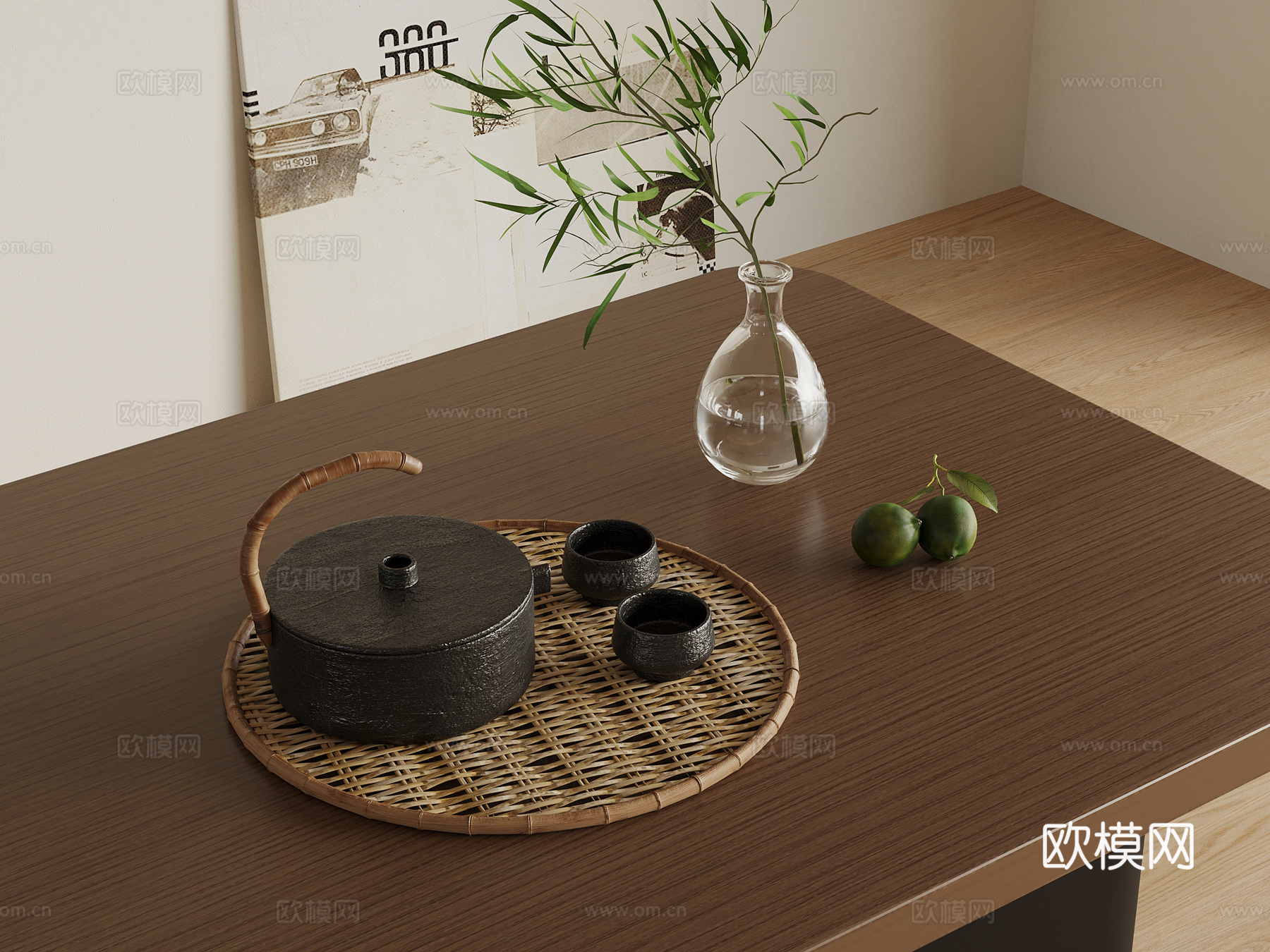 新中式茶具 摆件su模型