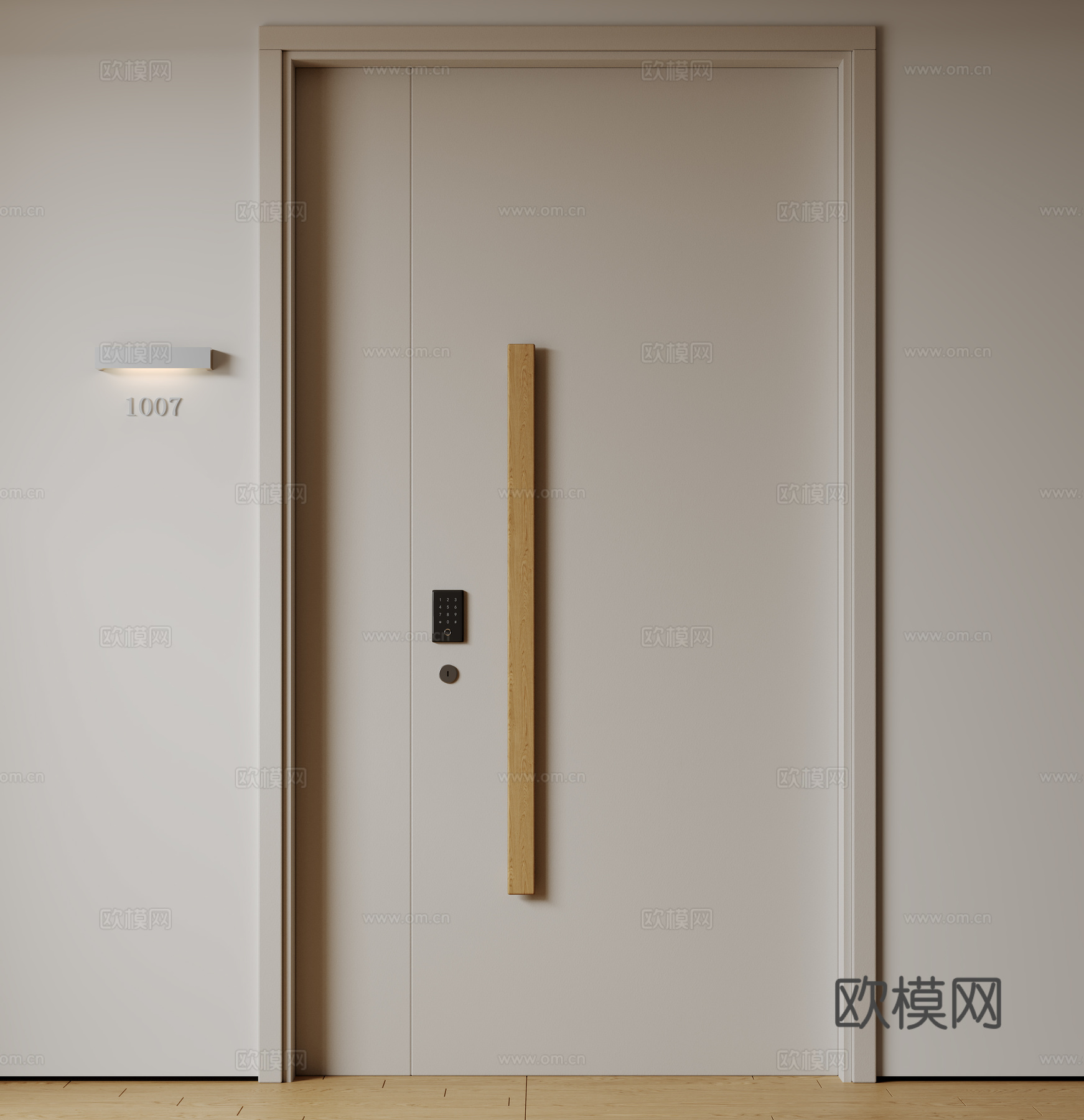 现代极简单开门 中古防盗门 通顶入户门 子母门 密码门 别墅su模型