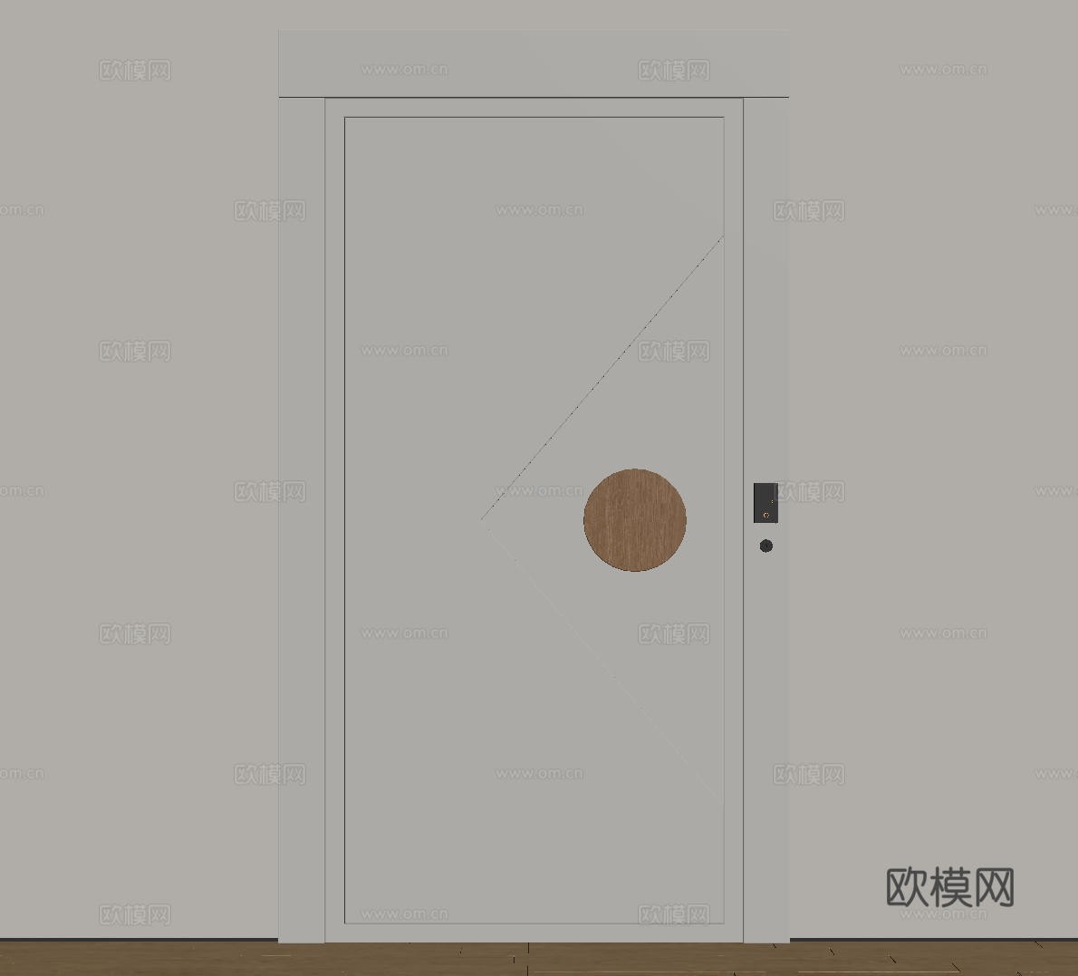 现代极简单开门 中古防盗门 通顶入户门 子母门 密码门 别墅su模型