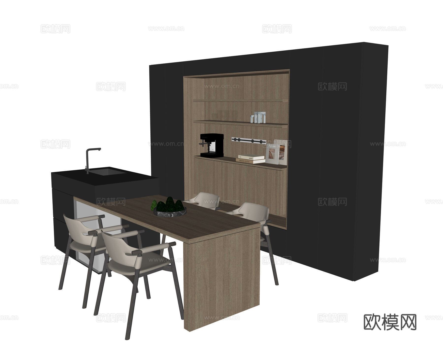 现代家居餐厅su模型