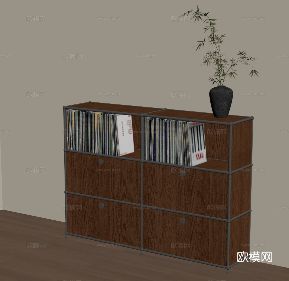 中古风边柜 书柜 装饰柜su模型