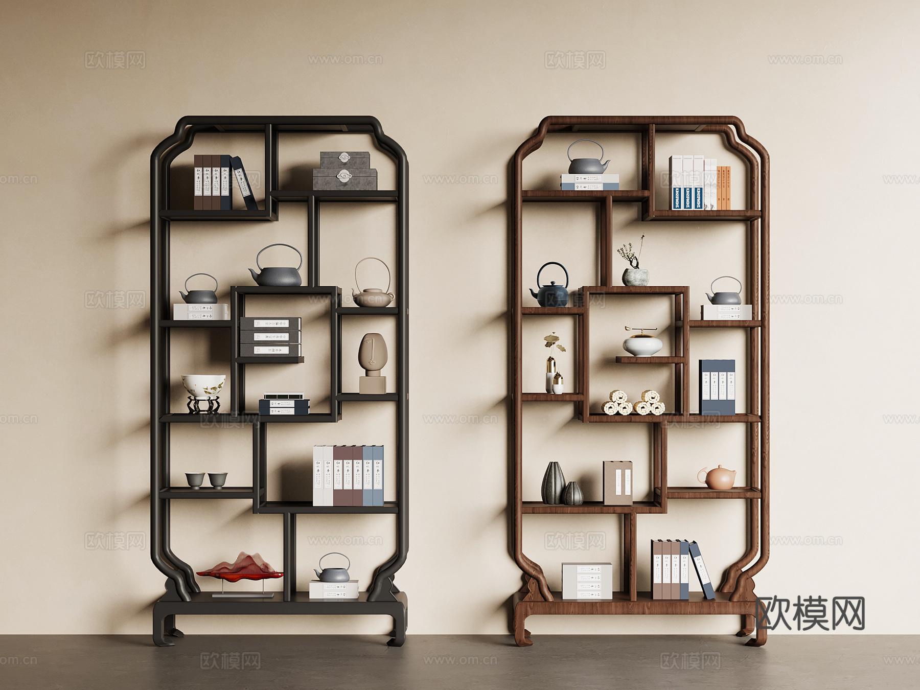 新中式博古架 复古博古架su模型