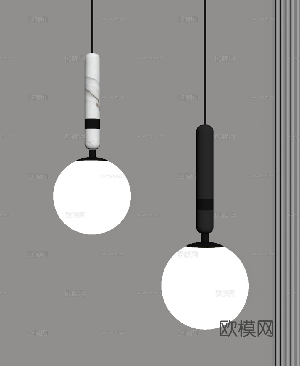 现代意式吊灯 球形吊灯su模型