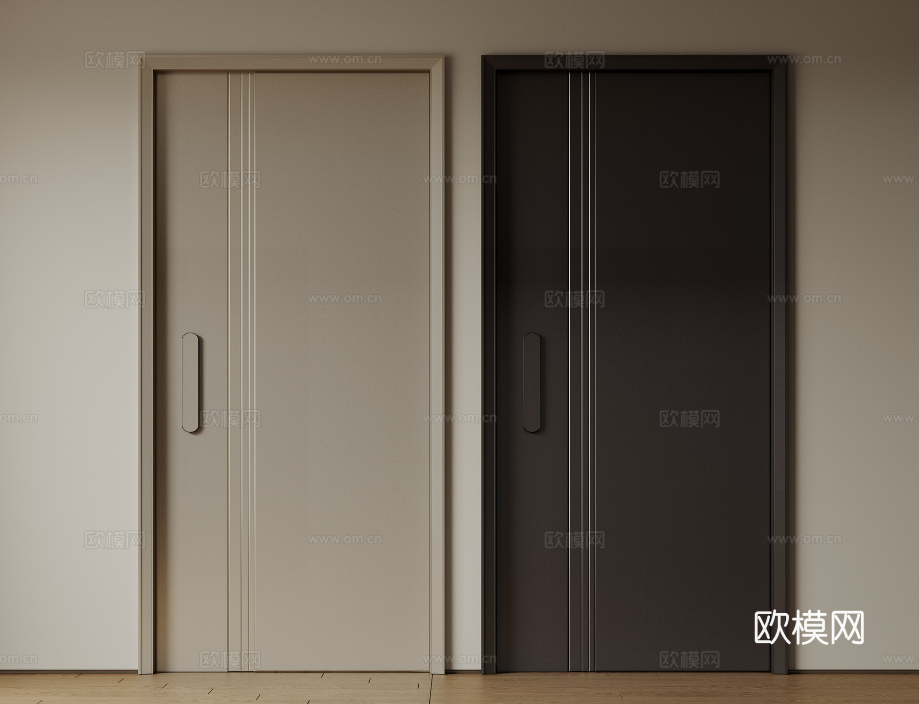 现代极简单开门 中古防盗门 通顶入户门 子母门 密码门 别墅3d模型下载