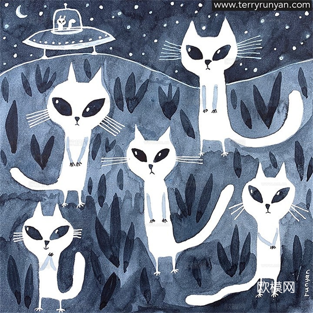 可爱动物手绘创意童趣插画猫咪动物插画治愈系插画可爱儿童插画下载