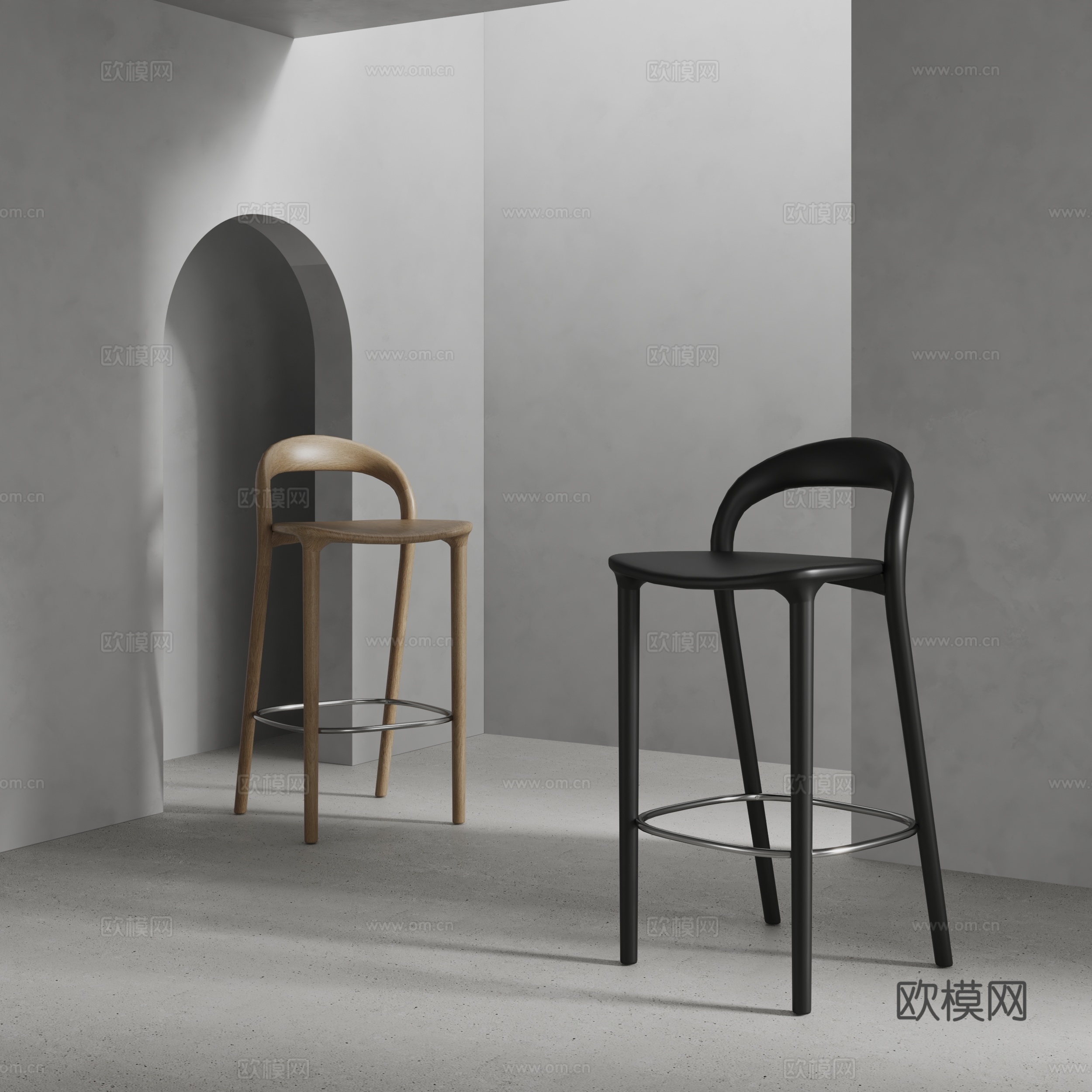 现代吧椅 椅子 实木吧凳su模型