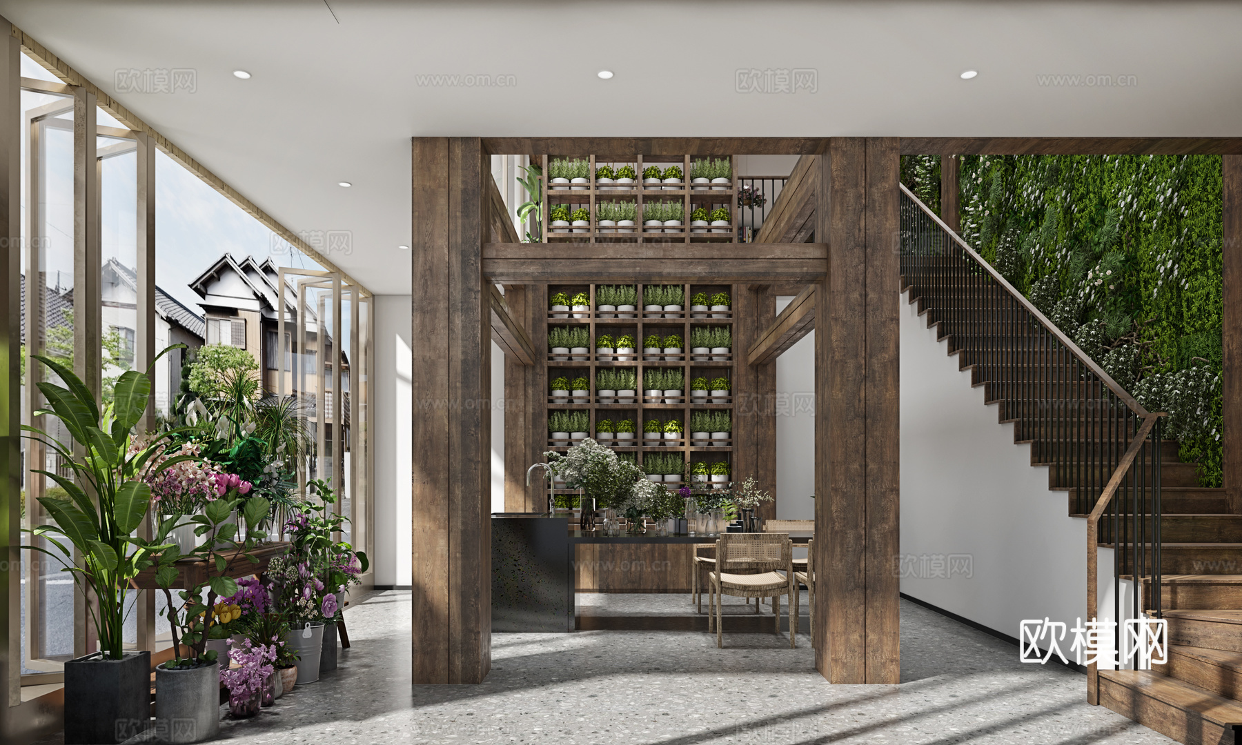 土特产展厅 花艺店 最新全套施工图 效果图合集cad施工图