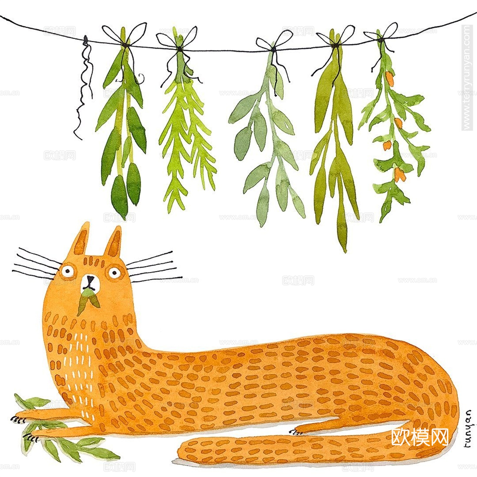 可爱动物手绘创意童趣插画猫咪动物插画治愈系插画可爱儿童插画下载