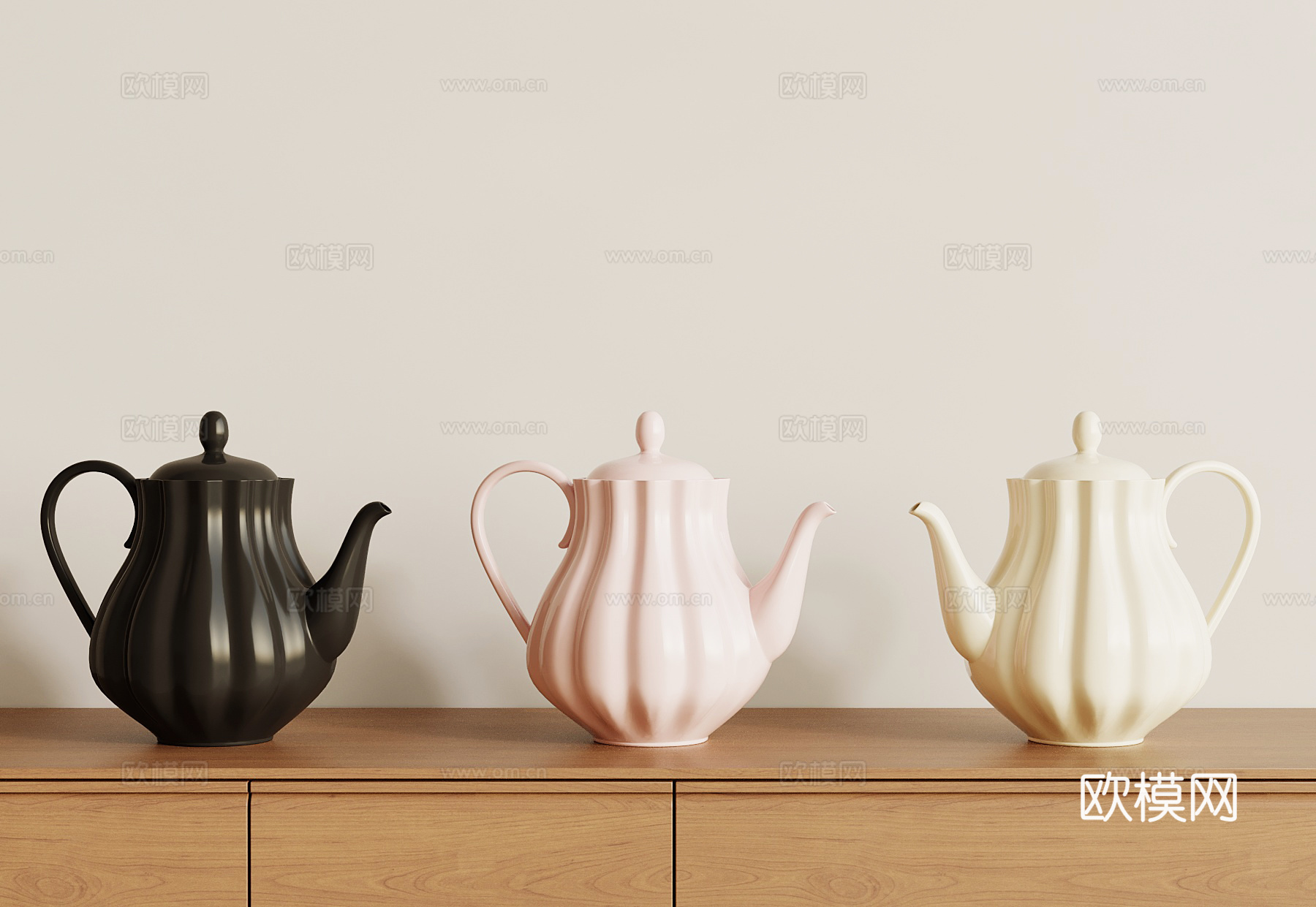 法式奶油茶壶 水壶su模型