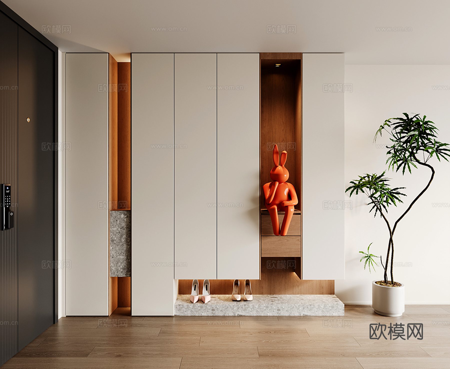 现代定制玄关鞋柜 通顶鞋柜su模型