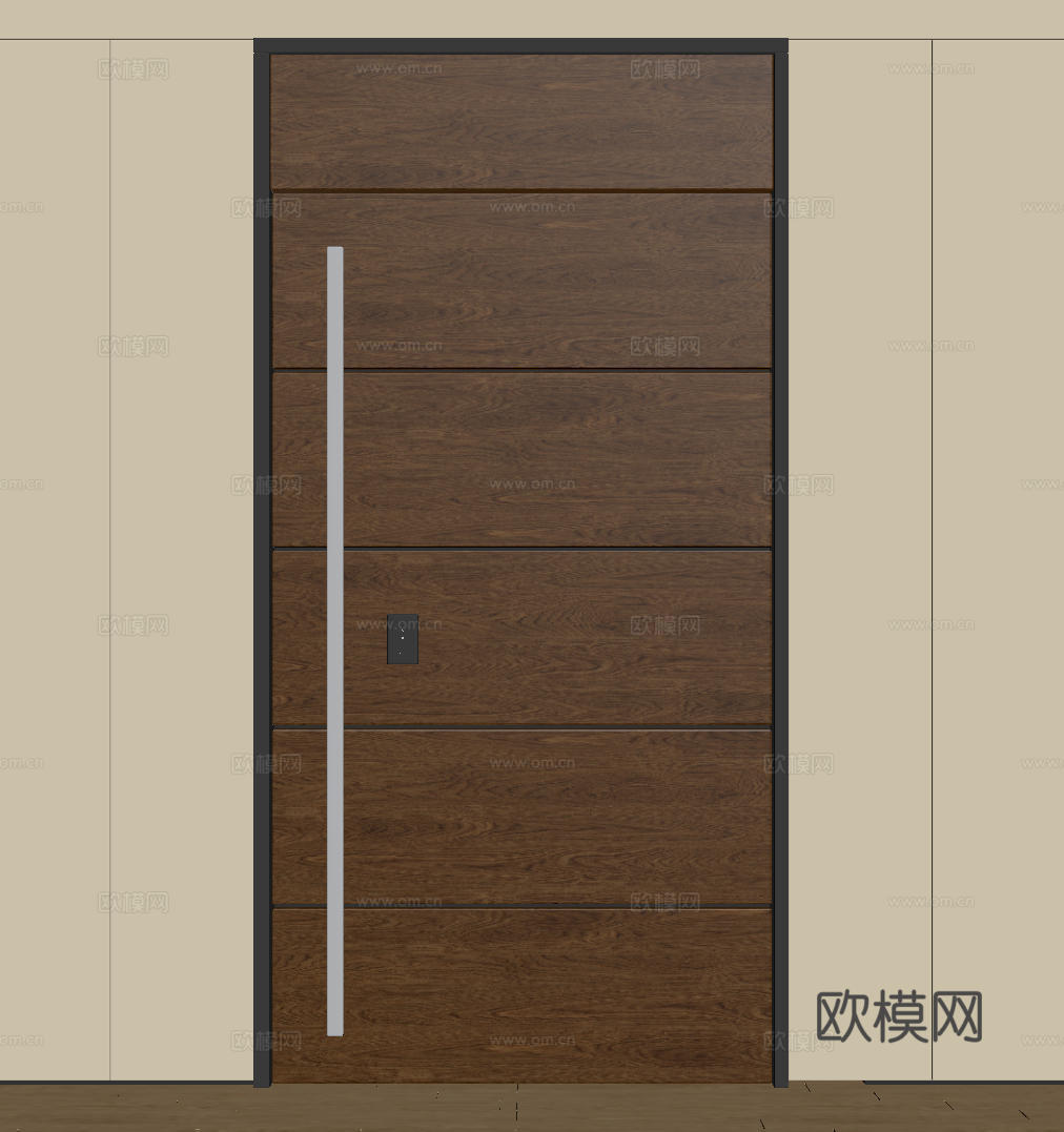 现代极简单开门 中古防盗门 通顶入户门 子母门 密码门 别墅su模型