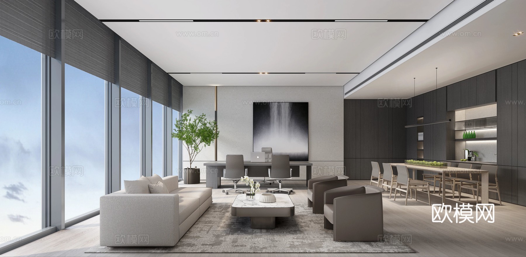 集团总部办公 最新全套施工图 效果图合集cad施工图