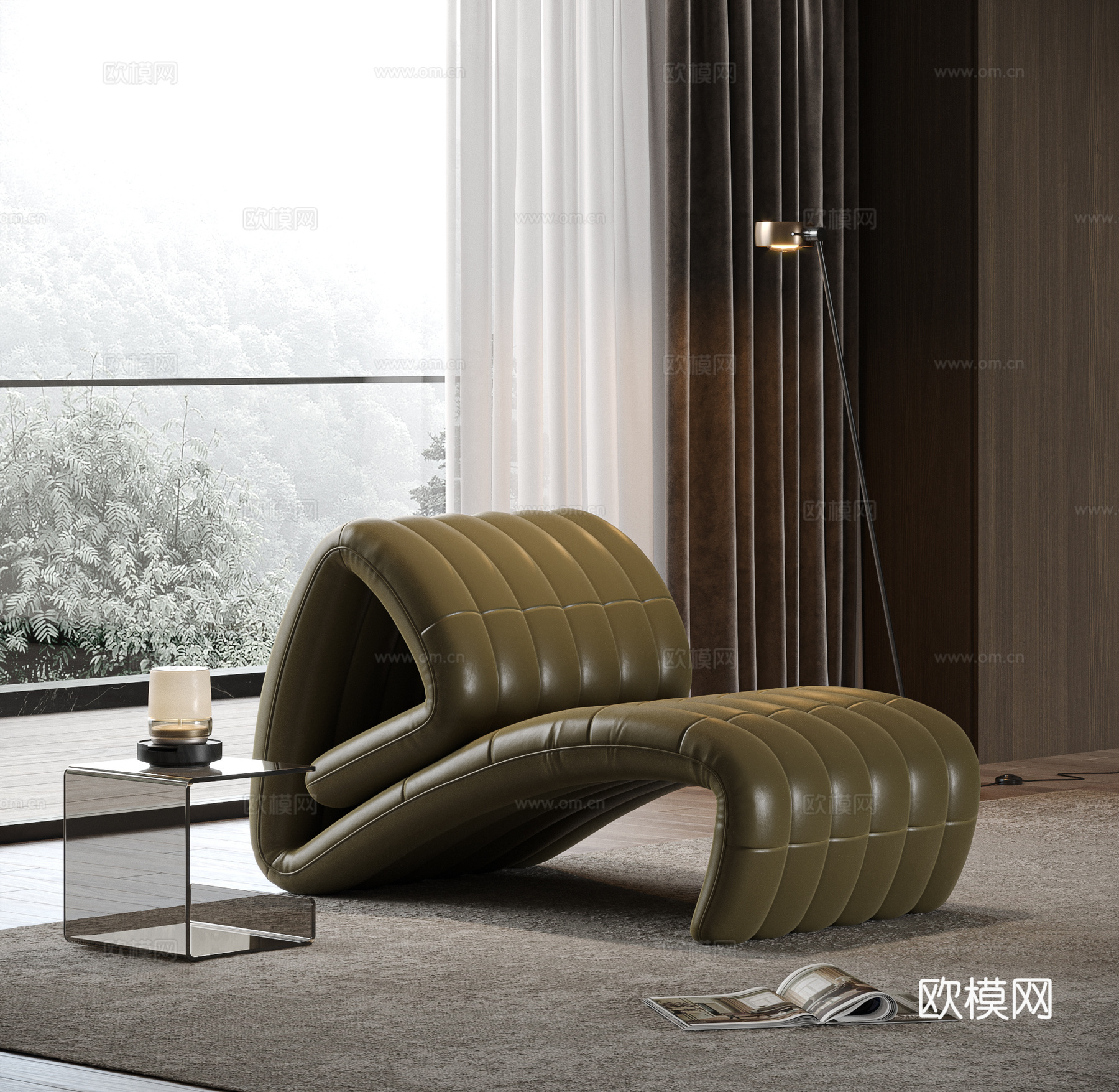 现代意式休闲椅 躺椅 沙发椅 拳头椅 躺椅su模型