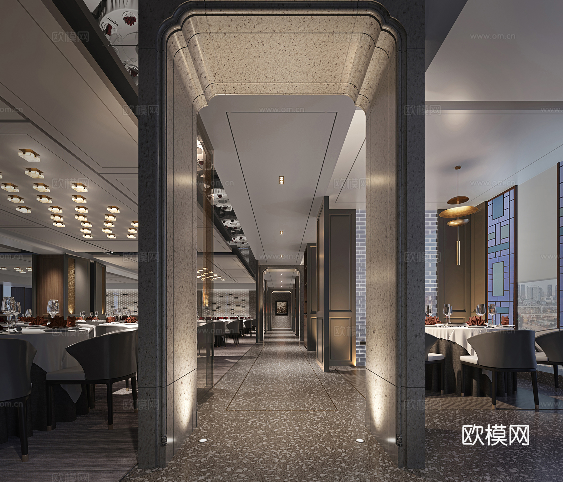 高端中餐厅 最新全套施工图 效果图合集cad施工图