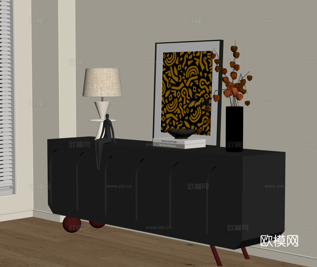 现代玄关柜 边柜 矮柜su模型