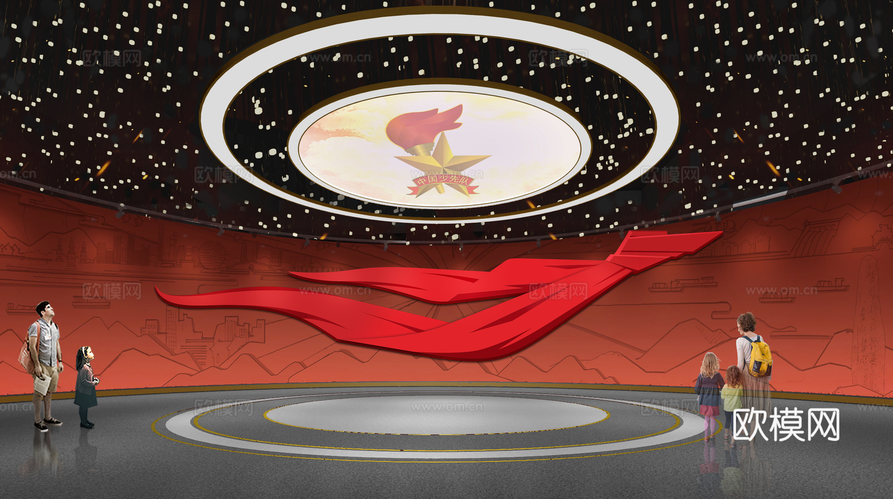 少年先锋队展馆 最新全套施工图 效果图合集cad施工图