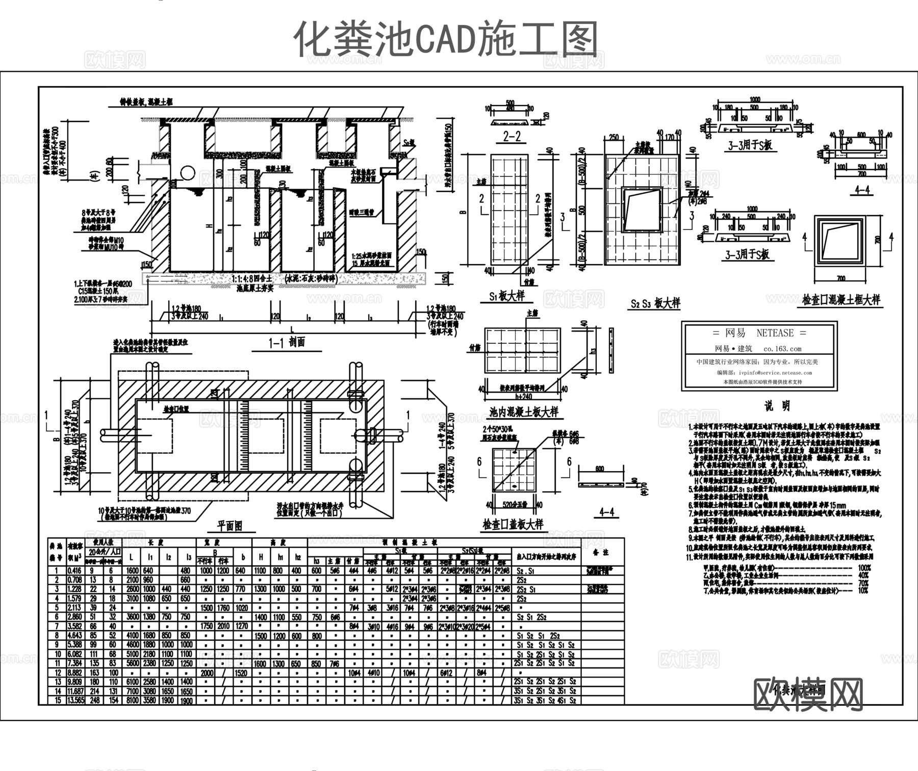 多套化粪池施工图cadcad施工图