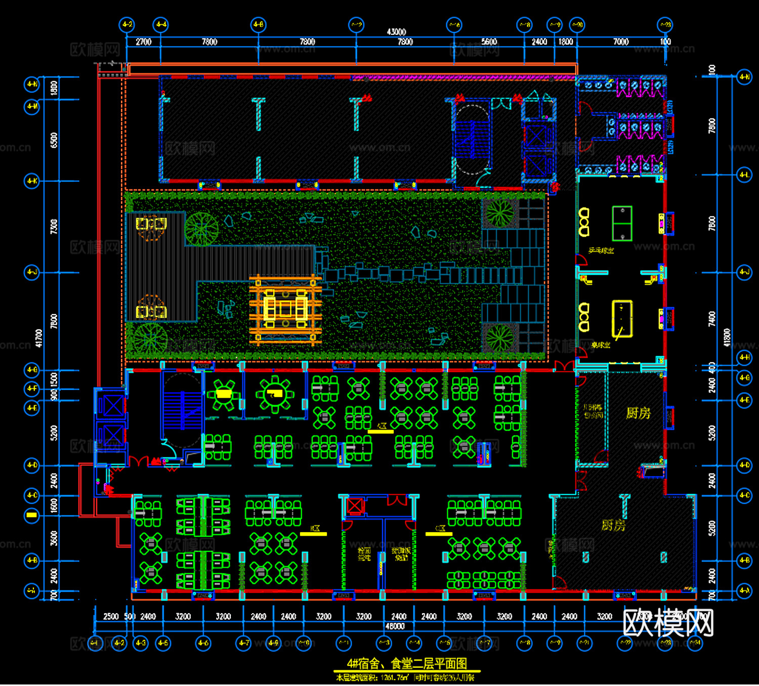 员工餐厅活动室平面图深圳餐厅饭堂cad施工图