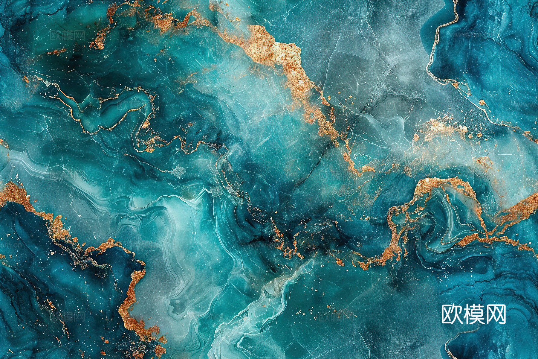 无缝金色花纹蓝色大理石